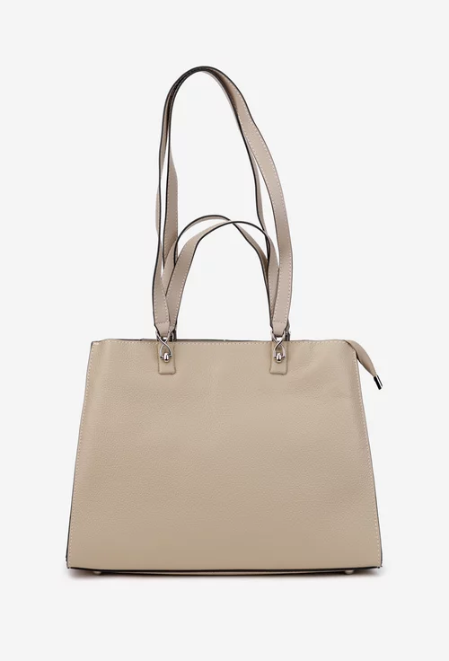 Geanta dama din piele texturata bej