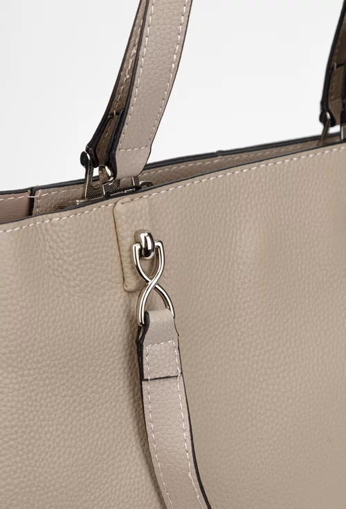 Geanta dama din piele texturata bej