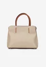 Geanta dama din piele texturata bej cu barete maro