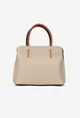 Geanta dama din piele texturata bej cu barete maro