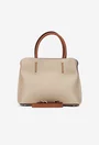 Geanta dama din piele texturata bej cu barete maro