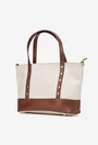 Geanta dama din piele texturata bej cu maro
