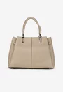 Geanta dama din piele texturata bej cu ornament