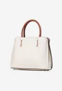 Geanta dama din piele texturata bej deschis cu barete maro
