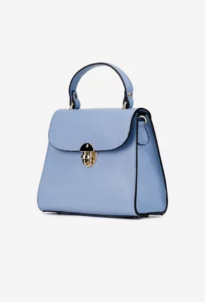 Geanta dama din piele texturata bleu