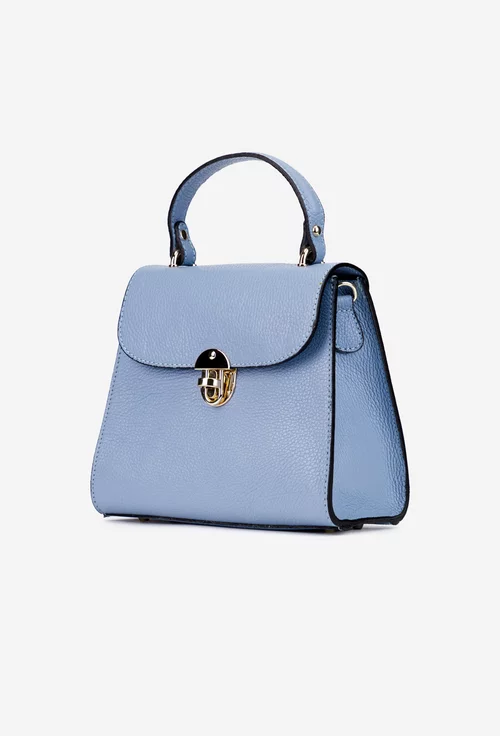 Geanta dama din piele texturata bleu