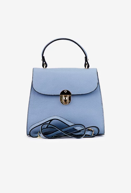 Geanta dama din piele texturata bleu