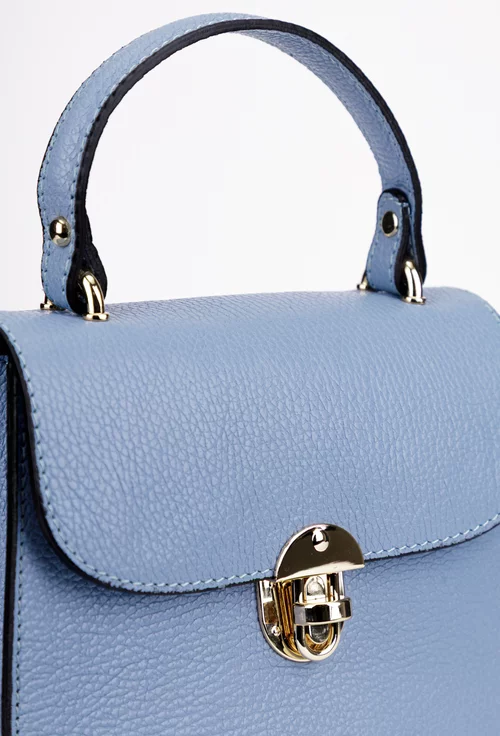 Geanta dama din piele texturata bleu