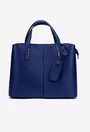 Geanta dama din piele texturata bleumarin