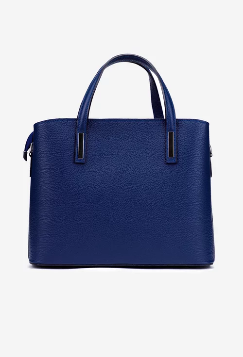 Geanta dama din piele texturata bleumarin