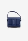 Geanta dama din piele texturata bleumarin cu ornament