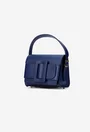 Geanta dama din piele texturata bleumarin cu ornament
