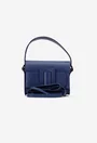 Geanta dama din piele texturata bleumarin cu ornament