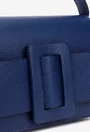 Geanta dama din piele texturata bleumarin cu ornament
