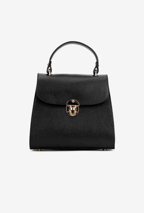 Geanta dama din piele texturata neagra