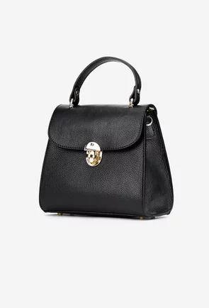 Geanta dama din piele texturata neagra