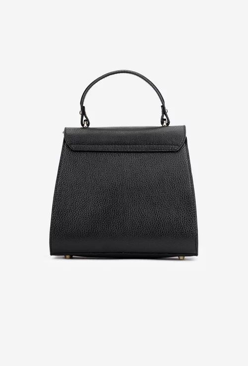 Geanta dama din piele texturata neagra