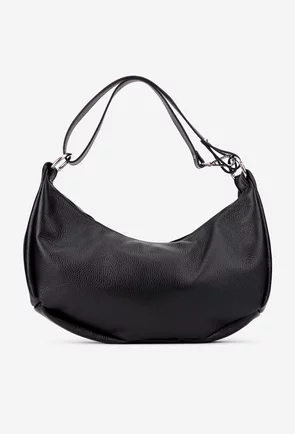 Geanta dama din piele texturata neagra