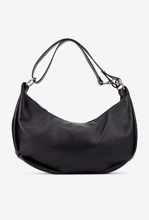 Geanta dama din piele texturata neagra