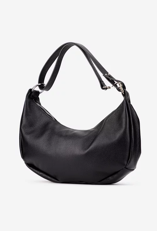Geanta dama din piele texturata neagra