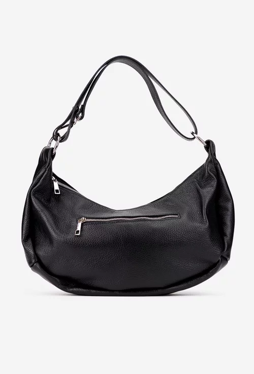 Geanta dama din piele texturata neagra
