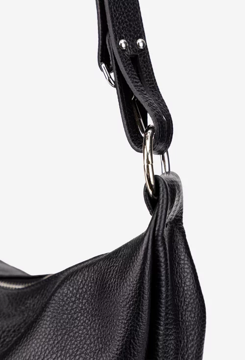 Geanta dama din piele texturata neagra