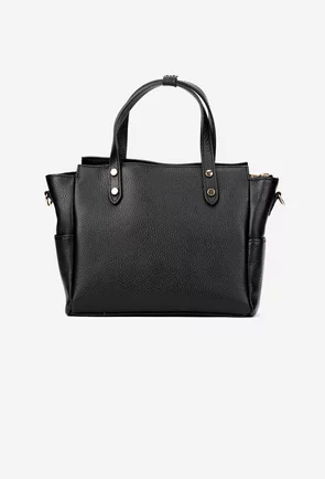 Geanta dama din piele texturata neagra