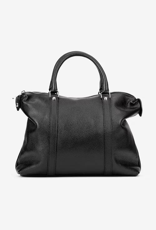 Geanta dama din piele texturata neagra