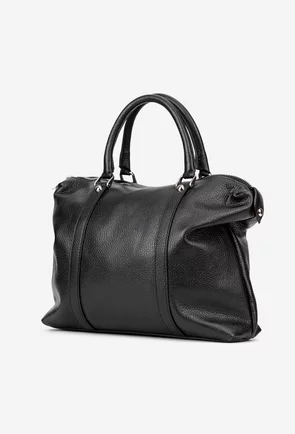 Geanta dama din piele texturata neagra