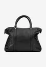Geanta dama din piele texturata neagra