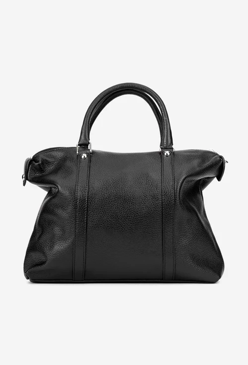 Geanta dama din piele texturata neagra