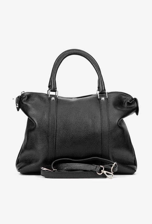 Geanta dama din piele texturata neagra