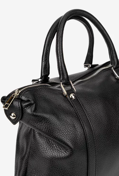 Geanta dama din piele texturata neagra