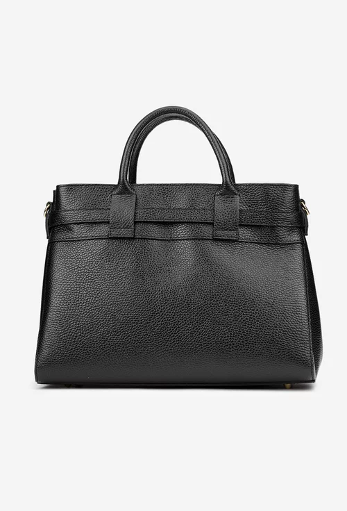 Geanta dama din piele texturata neagra
