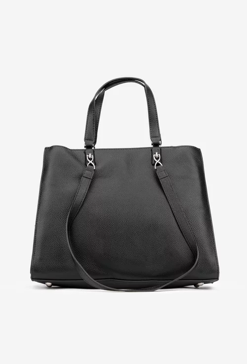 Geanta dama din piele texturata neagra