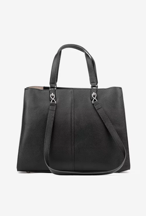 Geanta dama din piele texturata neagra