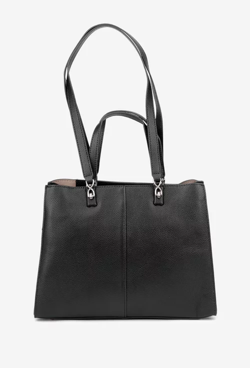 Geanta dama din piele texturata neagra
