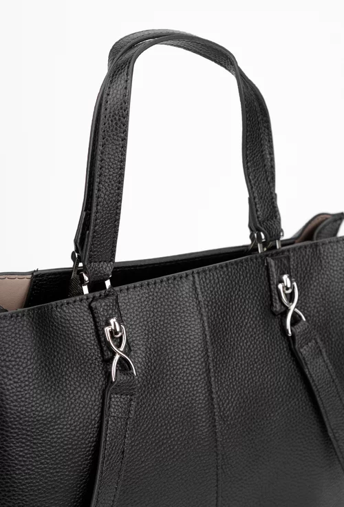 Geanta dama din piele texturata neagra