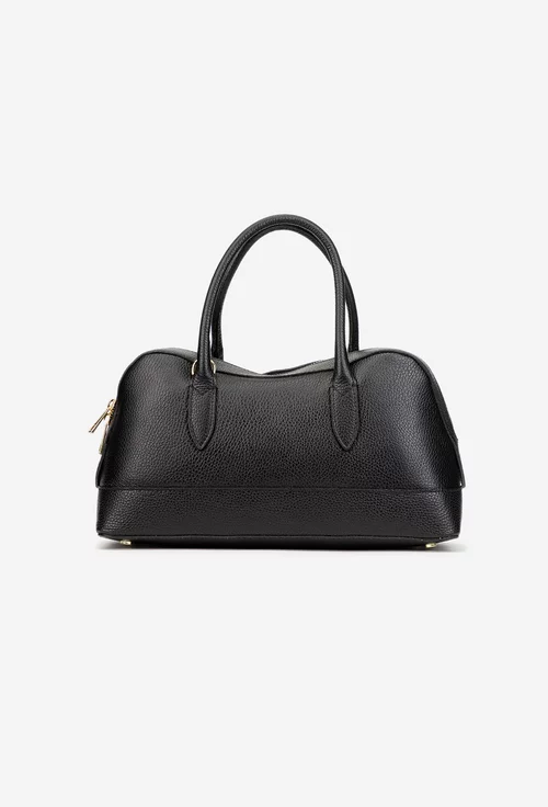 Geanta dama din piele texturata neagra