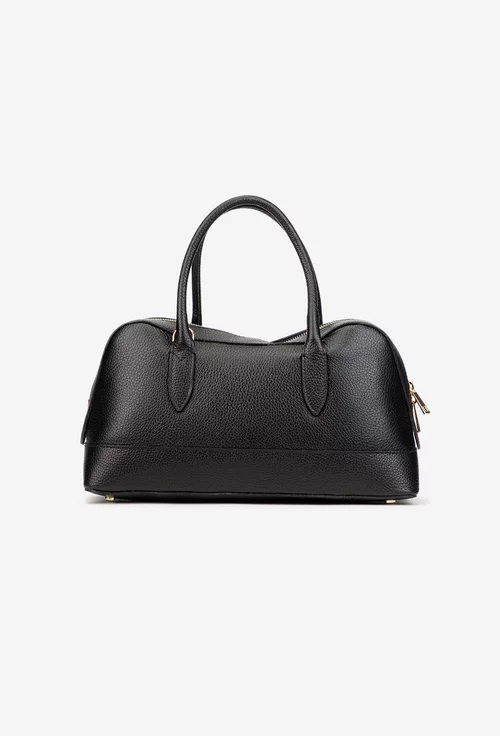 Geanta dama din piele texturata neagra