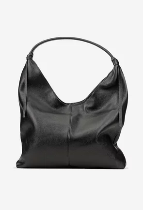 Geanta dama din piele texturata neagra