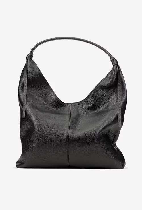Geanta dama din piele texturata neagra