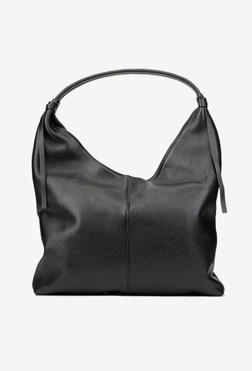 Geanta dama din piele texturata neagra