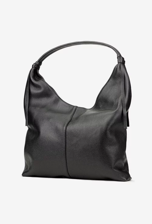 Geanta dama din piele texturata neagra