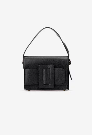 Geanta dama din piele texturata neagra cu ornament