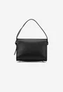 Geanta dama din piele texturata neagra cu ornament