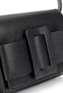 Geanta dama din piele texturata neagra cu ornament