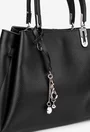 Geanta dama din piele texturata neagra cu ornament