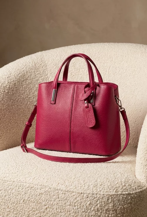 Geanta dama din piele texturata rosie