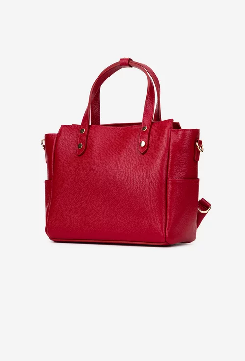 Geanta dama din piele texturata rosie